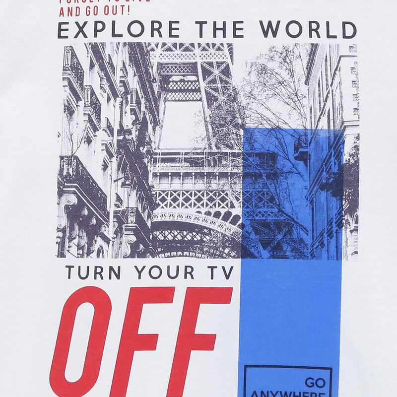 Boys White Short Sleeve Knitted T-Shirt image number 2